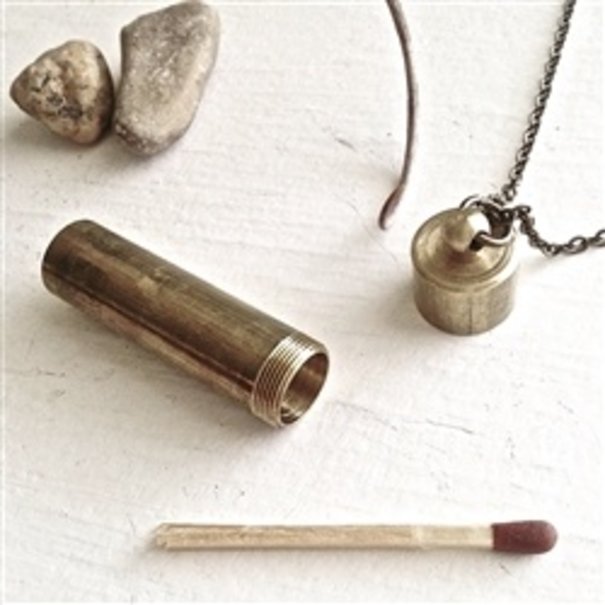 Pika & Bear Capsule Brass Canister Pendant Necklace