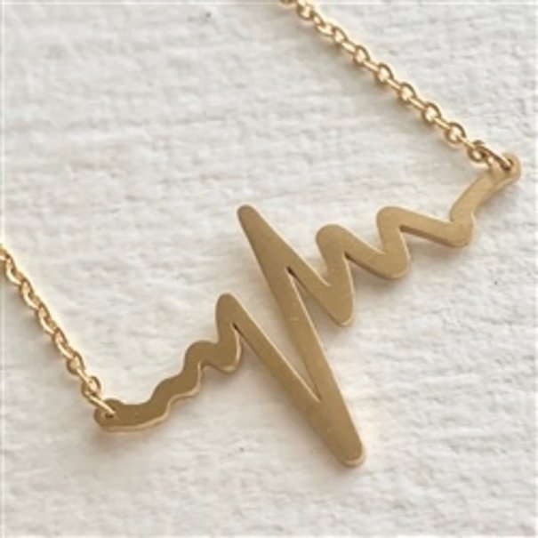 Pika & Bear EKG Necklace: Gold