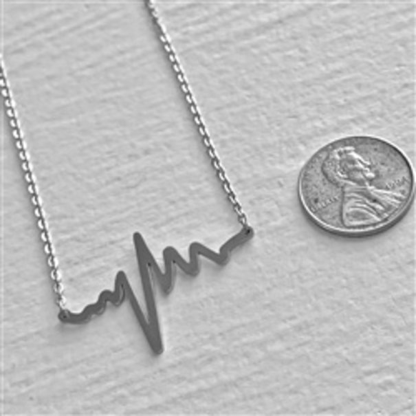 Pika & Bear EKG Necklace: Silver
