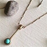 Pendulum Turquoise Brass Necklace