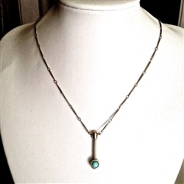 Pika & Bear Pendulum Turquoise Brass Necklace