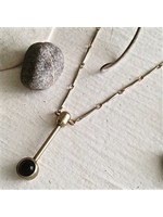 Pika & Bear Pendulum Black Onyx Brass Necklace