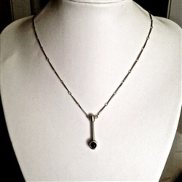 Pika & Bear Pendulum Black Onyx Brass Necklace