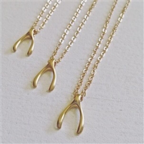 Pika & Bear Wishbone Pendant Necklace