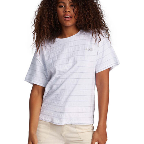 ROXY Roxy Beachy Stripe Drop Shoulder T-Shirt-Snow White Beachy Stripe
