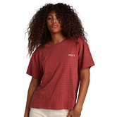 Roxy Beachy Stripe Drop Shoulder T-Shirt-Marsala