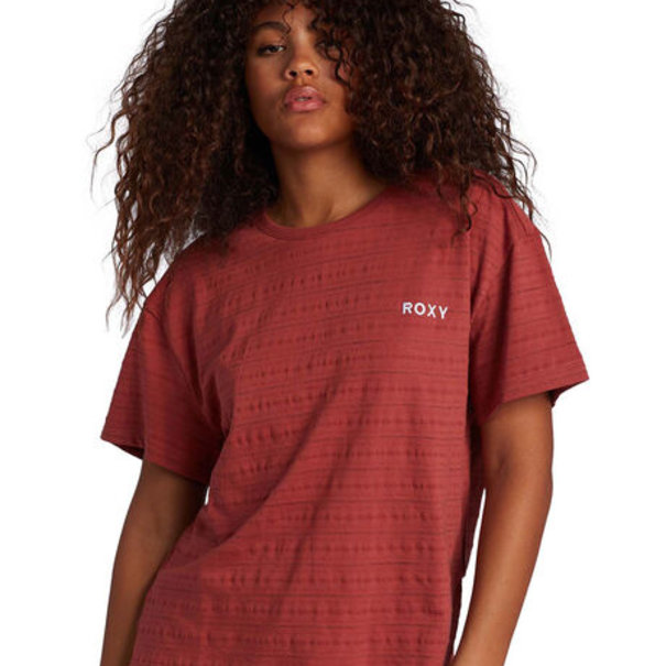 ROXY Roxy Beachy Stripe Drop Shoulder T-Shirt-Marsala