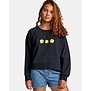 RVCA Women's Wildflower Fleece Pullover Sweatshirt-Black/Yellow