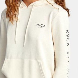 RVCA Women's Classic  Pullover Hoodie-Cream/Black