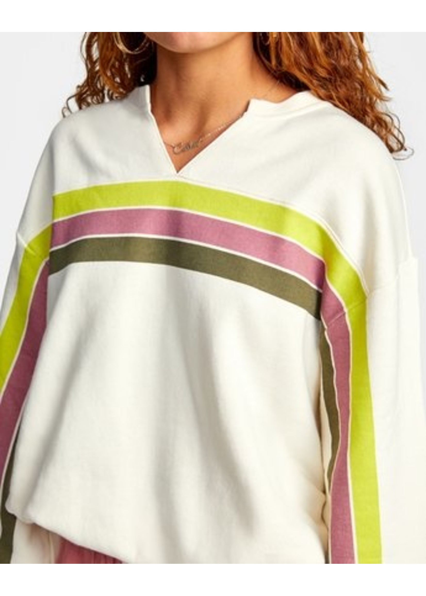 RVCA RVCA Women's Mambo Sweatshirt-Cream/Striped