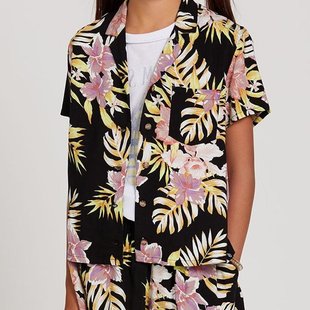 Not Real Shore SS Black Floral Print