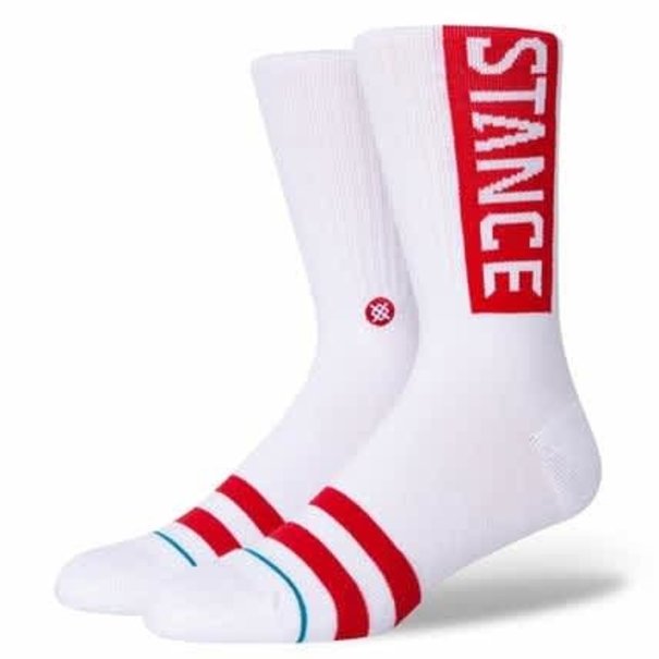 STANCE SOCKS OG Crew Socks / White and Red