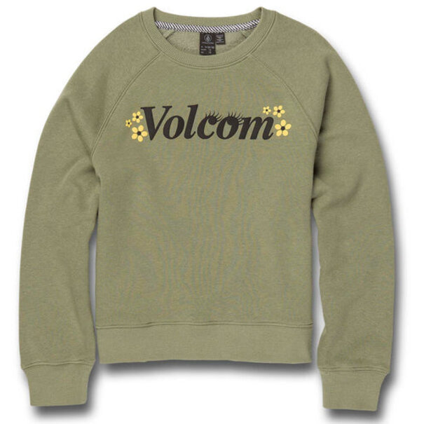 Volcom Girls Truly Stokin' Crew Neck Light Army