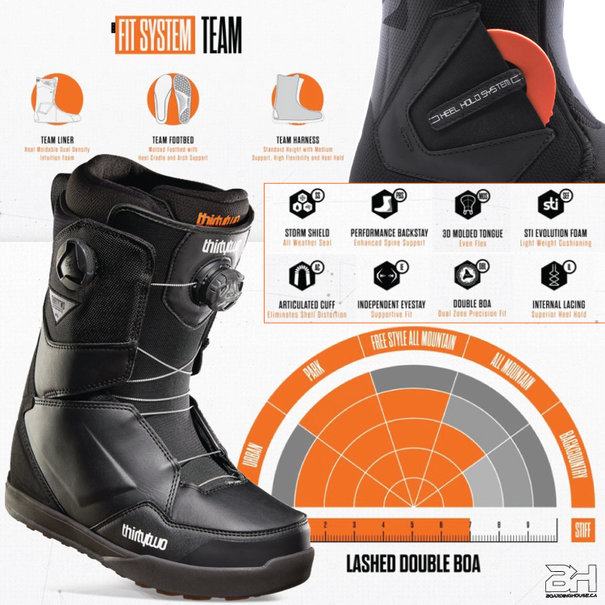 THIRTY TWO Lashed Double Boa Snowboard Boots - Black