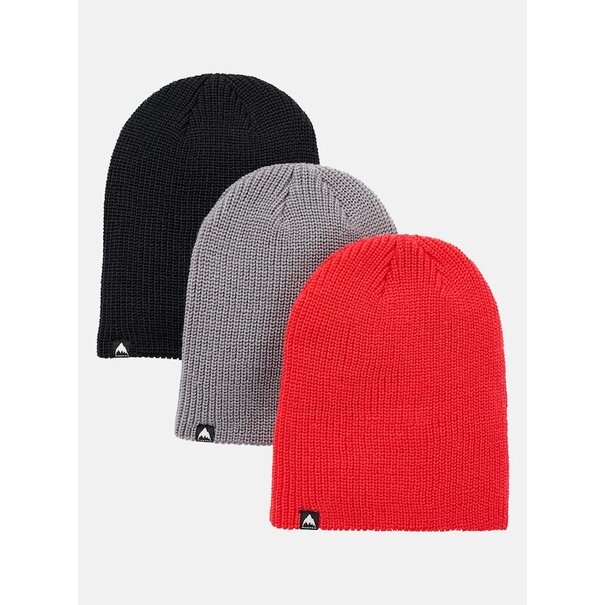 Burton Snowboards Kids' Burton Recycled DND Beanie (3 Pack) True Black / Sharkskin / Tomato
