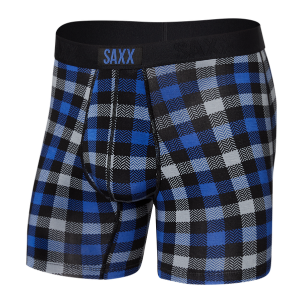SAXX Underwear Vibe Super Soft Boxer Brief / Blue Flannel Check