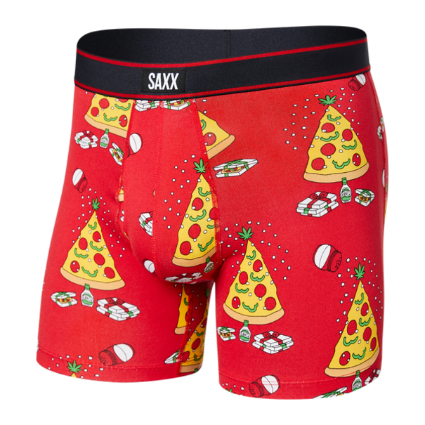 SAXX Underwear Daytripper Boxer Brief / Pizza On Earth- Red