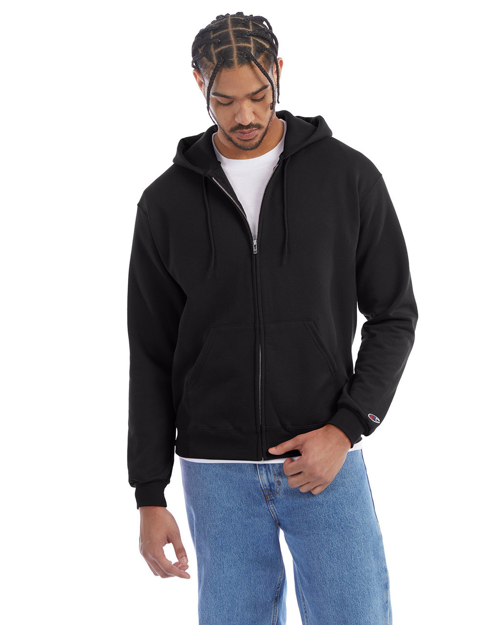 Black fleece zip up hoodie outlet