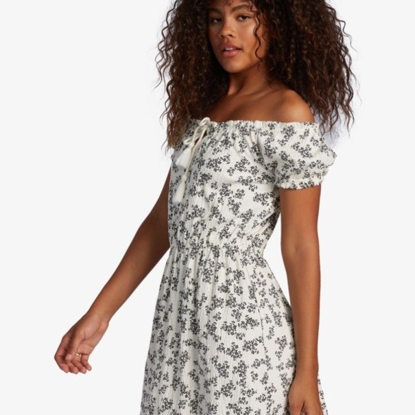 ROXY Roxy After The Beach Off-The Shoulder Dress- Snow White Patchfield Micro