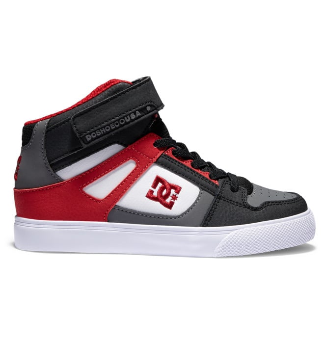 Kids Pure High Elastic Lace High-Top Shoes - white/grey/red - Medicine  Hat-The Boarding House