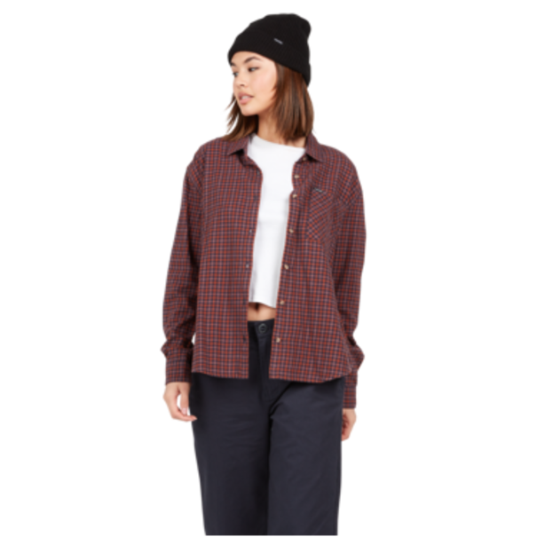 Volcom Plaid To Meet U Long Sleeve Midnight Blue