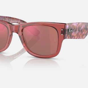 Mega Wayfarer Transparent Pink With Dark Brown Red Mirror Lenses