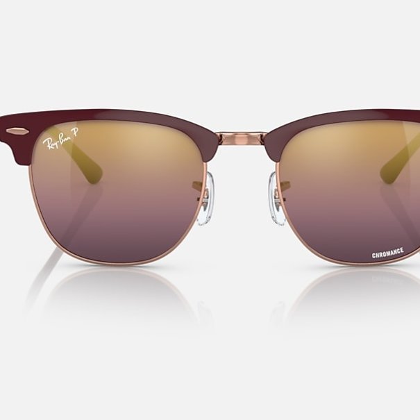 Rayban Clubmaster Bordeaux On Rose Gold With Red Mirror Polar Lenses