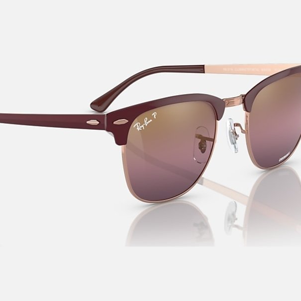 Rayban Clubmaster Bordeaux On Rose Gold With Red Mirror Polar Lenses