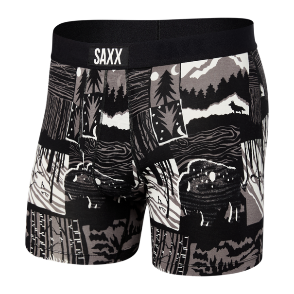 SAXX Underwear Vibe Super Soft Boxer Brief / Winter Shadows- Black  $34.00