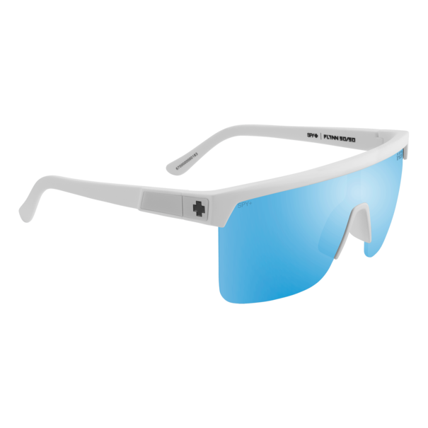 Spy Optics Flynn 5050 Matte White With Happy Boost Bronze Polarized Ice Blue Spectra Mirror Lenses