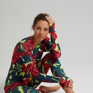 Women's Midweight Base Layer Crew - Hibiscus Floral