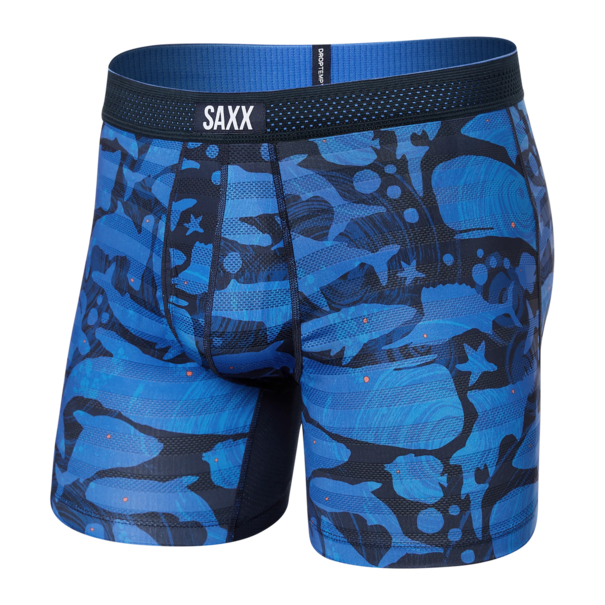 SAXX Underwear Droptemp Cooling Mesh Boxer Brief Fly / Navy Voyagers