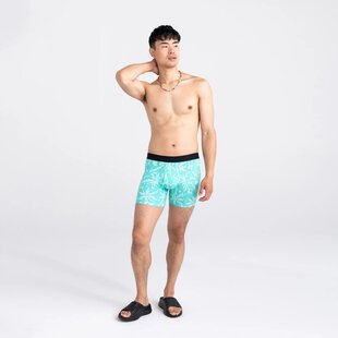 Droptemp Cooling Cotton Boxer Brief Fly 2 Pack / Splash Palms and Black