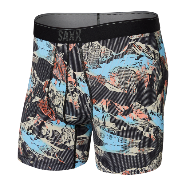 SAXX Underwear Quest Quick Dry Mesh Boxer Brief Fly / Black Mountainscape