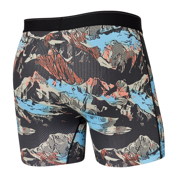 SAXX Underwear Quest Quick Dry Mesh Boxer Brief Fly / Black Mountainscape