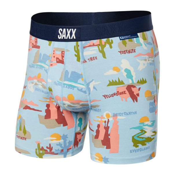 SAXX Underwear Ultra Super Soft Boxer Brief Fly Park Tour Guide- Blue