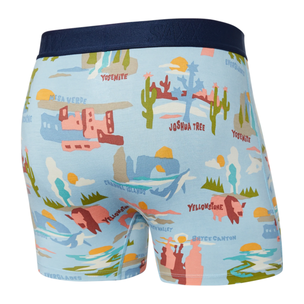 SAXX Underwear Ultra Super Soft Boxer Brief Fly Park Tour Guide- Blue