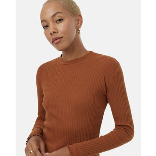 Rib Lettuce Edge Long Sleeve / Toffee