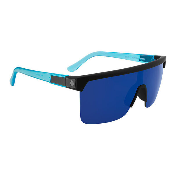 Spy Optics Flynn 5050 Soft Matte Black Translucent Blue With Dark Blue Spectra Mirror Lenses