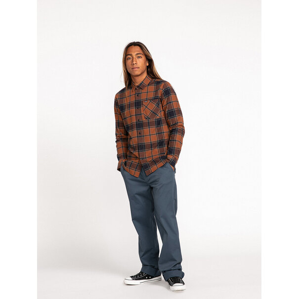 Volcom Caden Plaid Long Sleeve / Burro Brown