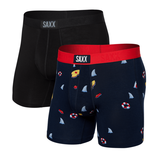 Saxx Vibe Super Soft Boxer Brief 2 Pack / Dangerous Waters and Black
