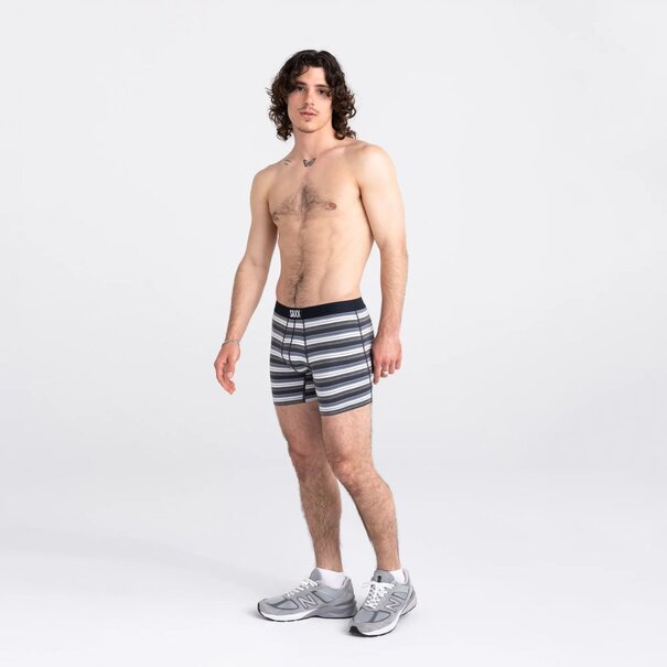 SAXX Underwear Vibe Super Soft Boxer Brief / Grey Freehand Stripe