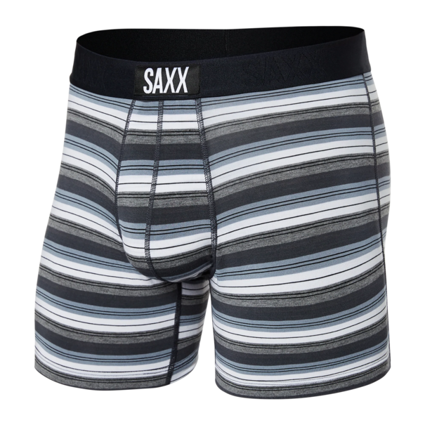 SAXX Underwear Vibe Super Soft Boxer Brief / Grey Freehand Stripe