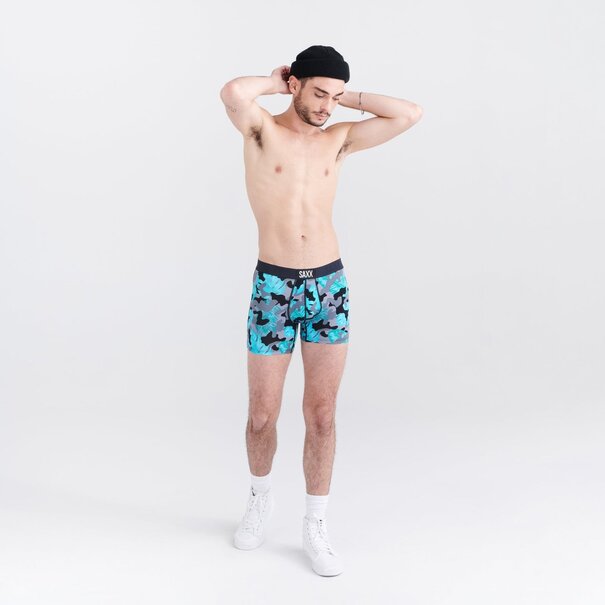 SAXX Underwear Vibe Super Soft Boxer Brief Island Camo- Black