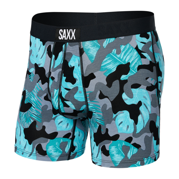 SAXX Underwear Vibe Super Soft Boxer Brief Island Camo- Black