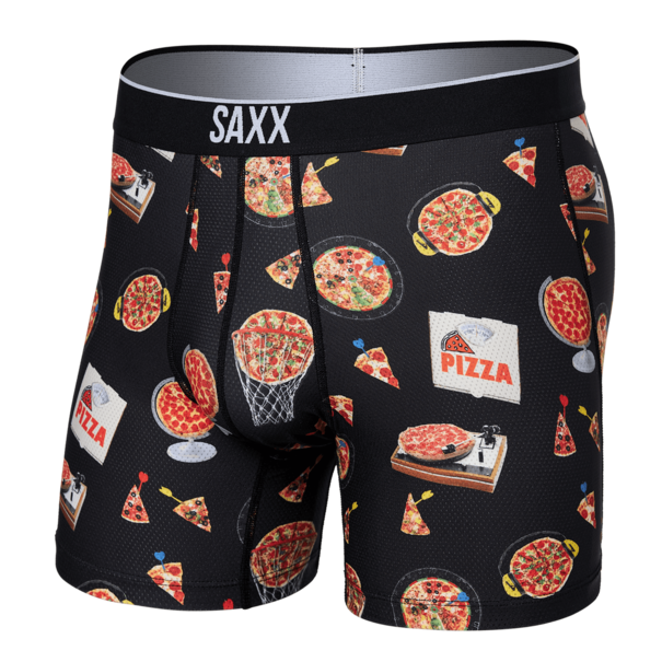Saxx Volt Breathable Mesh Boxer Brief Pizza On The Brain- Black