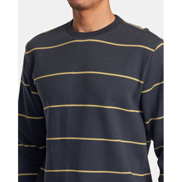 RVCA Day Shift Striped Thermal Long Sleeve / Garage Blue