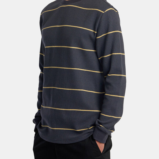 RVCA Day Shift Striped Thermal Long Sleeve / Garage Blue