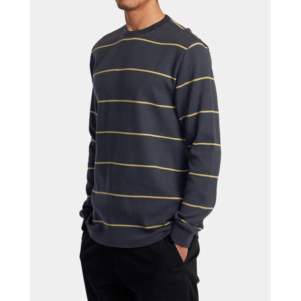 RVCA Day Shift Striped Thermal Long Sleeve / Garage Blue