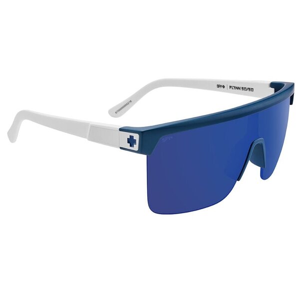 Spy Optics Flynn 5050 Matte Blue Matte White With Happy Gray Green Blue Mirror Lenses